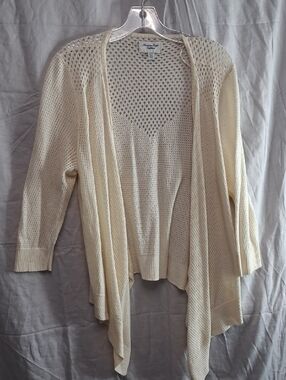 American Eagle Outfitters Light Cream Open-Front Knit Cardigan